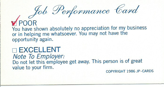 Famous Copyrighted 'Job Performance Card'